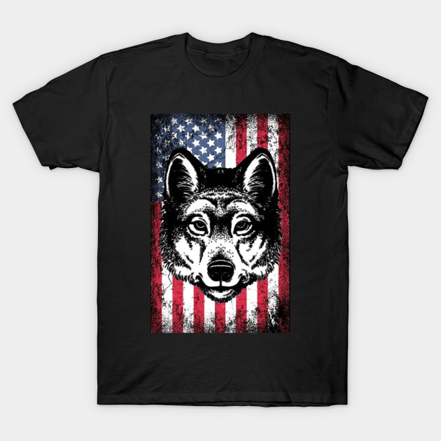 Patriotic Wolf American Flag T-Shirt by Sinclairmccallsavd